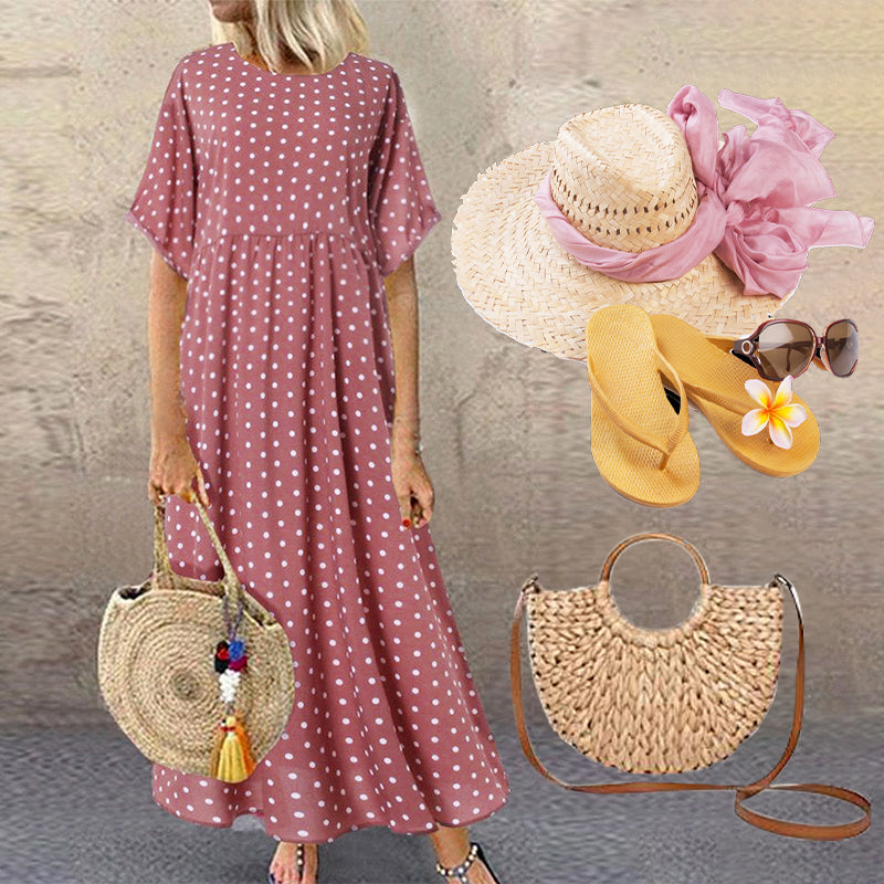 Sylvie - Robe Longue Femme à Pois Bohème
