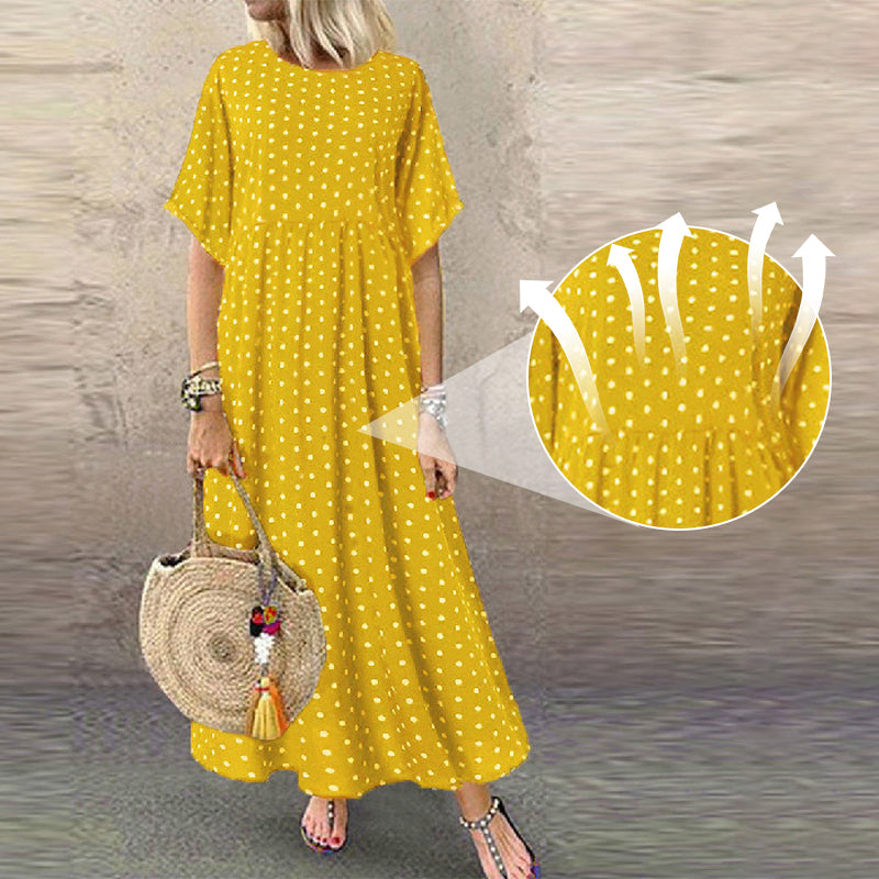 Sylvie - Robe Longue Femme à Pois Bohème