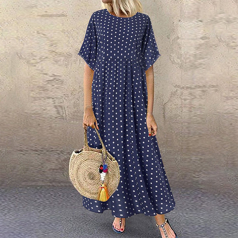 Sylvie - Robe Longue Femme à Pois Bohème