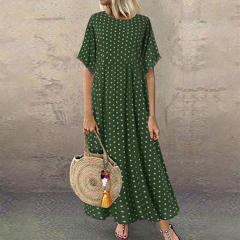 Sylvie - Robe Longue Femme à Pois Bohème