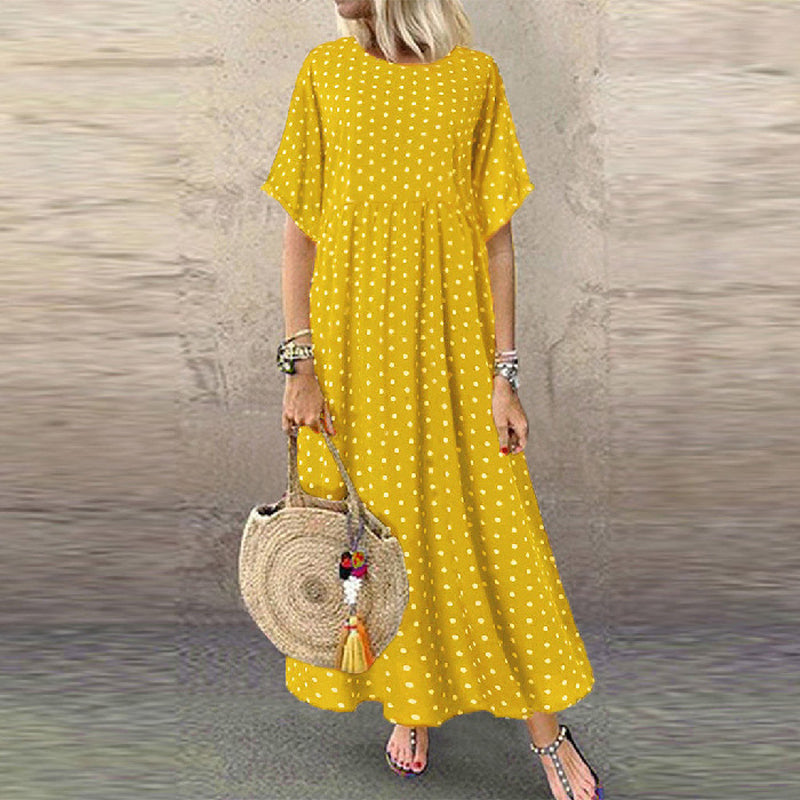 Sylvie - Robe Longue Femme à Pois Bohème