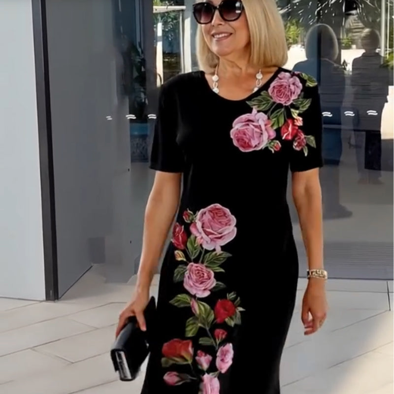 Robe midi femme fleurie élégante - Aurélie