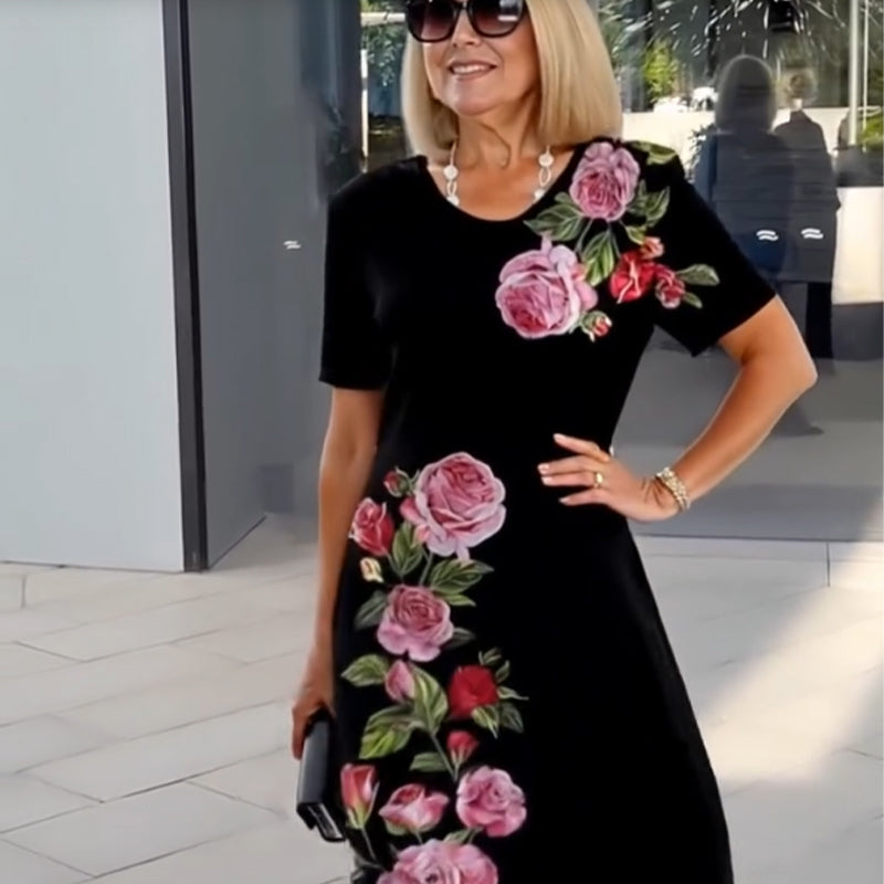 Robe midi femme fleurie élégante - Aurélie