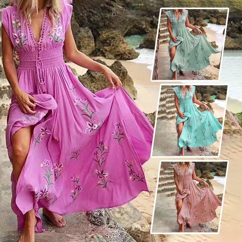 Robe Longue Femme Bohème Brodée - Aurélie