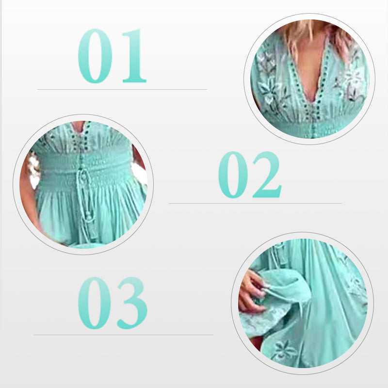 Robe Longue Femme Bohème Brodée - Aurélie