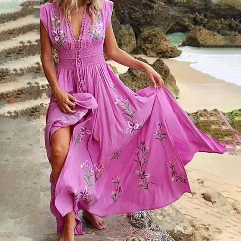 Robe Longue Femme Bohème Brodée - Aurélie