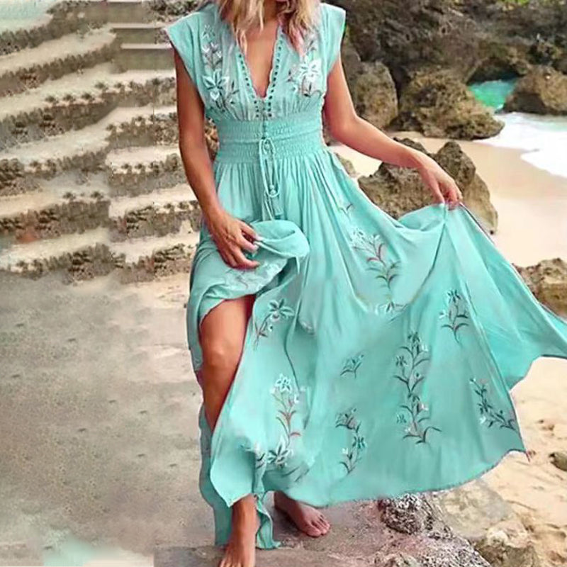 Robe Longue Femme Bohème Brodée - Aurélie