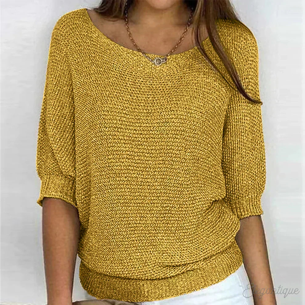 Émilie | Pull Élégant Maille Fine Col Bateau