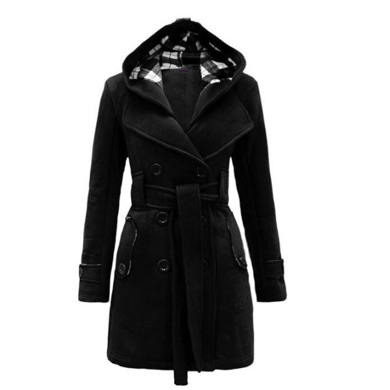 Émilie | Manteau Chic Ceinturé à Capuche