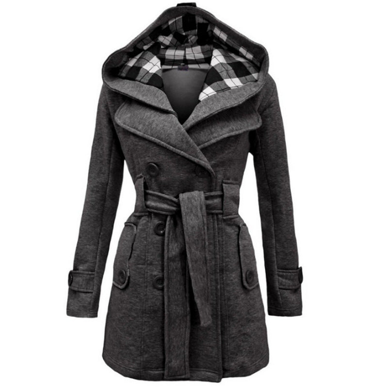 Émilie | Manteau Chic Ceinturé à Capuche