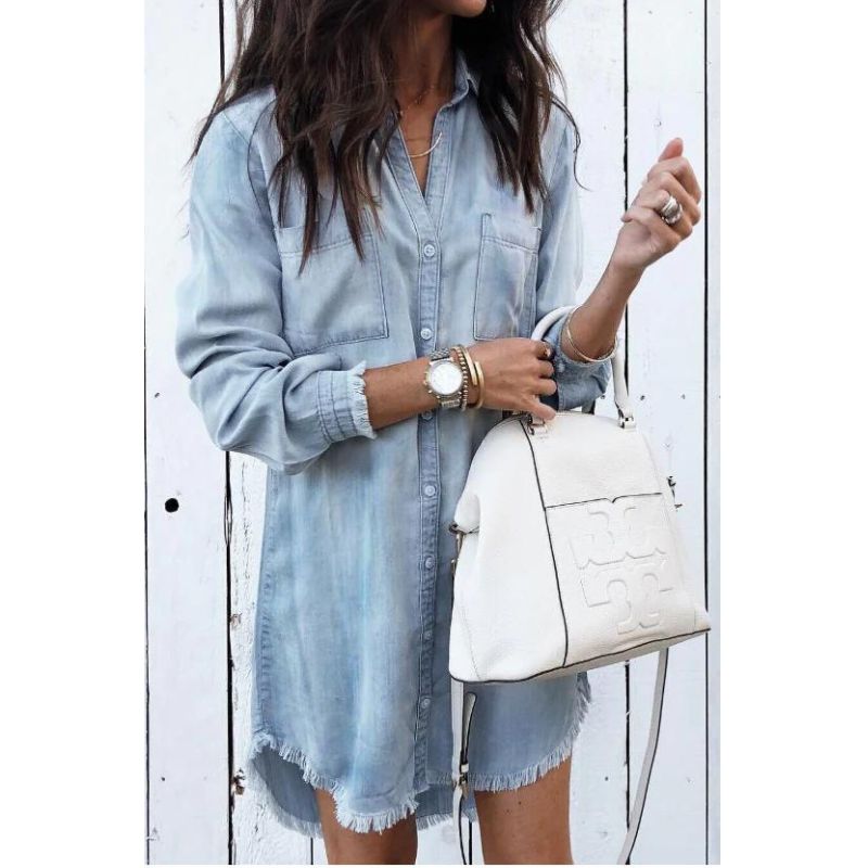 Manon - Robe en denim tendance avec coupe confortable et look audacieux