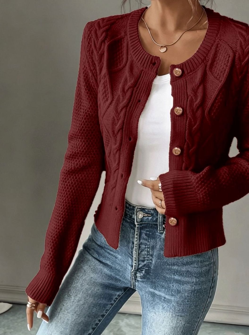 Isabelle - Cardigan Élégant Torsadé Boutonné