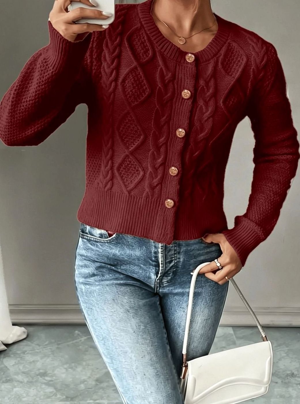 Isabelle - Cardigan Élégant Torsadé Boutonné