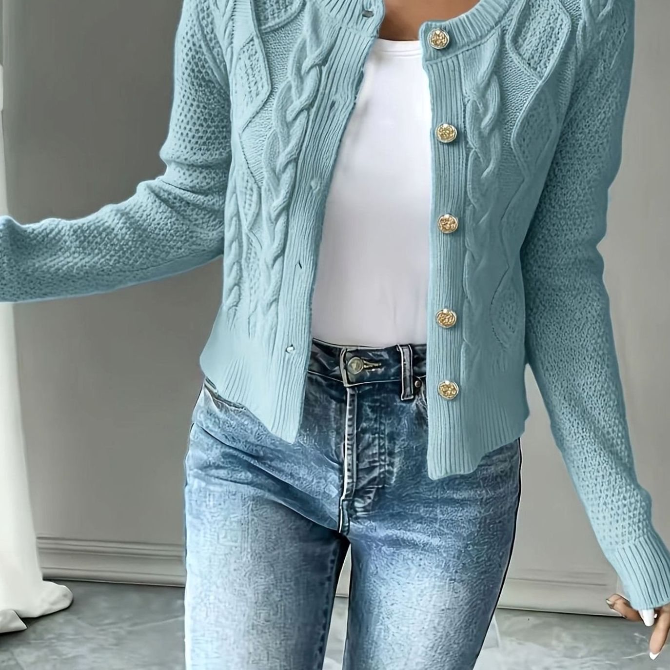 Isabelle - Cardigan Élégant Torsadé Boutonné