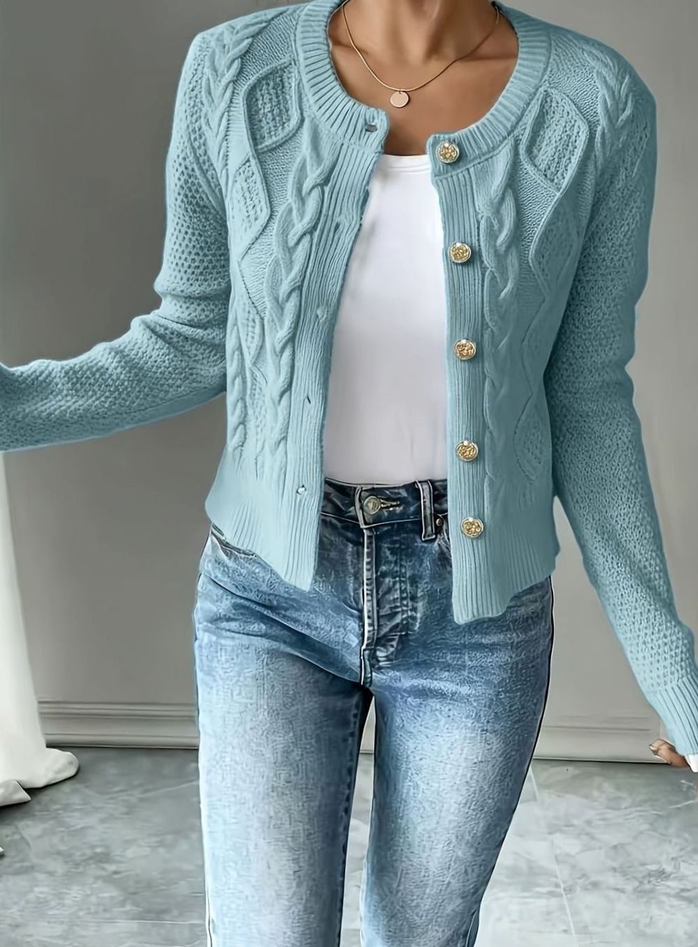 Isabelle - Cardigan Élégant Torsadé Boutonné