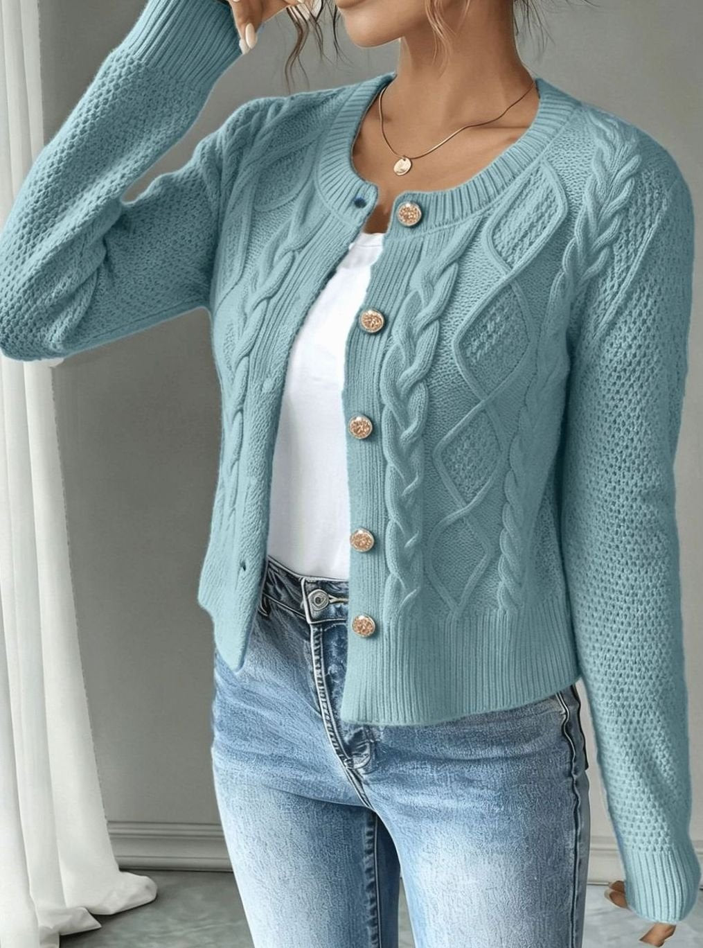 Isabelle - Cardigan Élégant Torsadé Boutonné