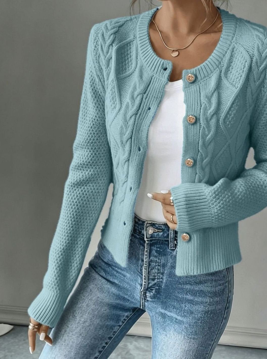 Isabelle - Cardigan Élégant Torsadé Boutonné