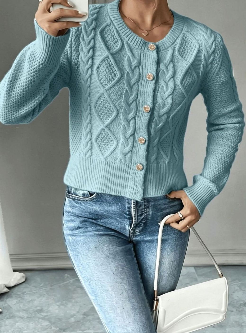 Isabelle - Cardigan Élégant Torsadé Boutonné