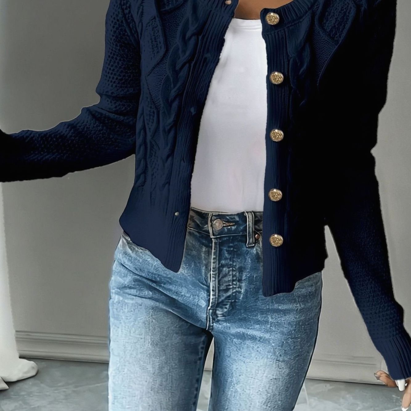 Isabelle - Cardigan Élégant Torsadé Boutonné