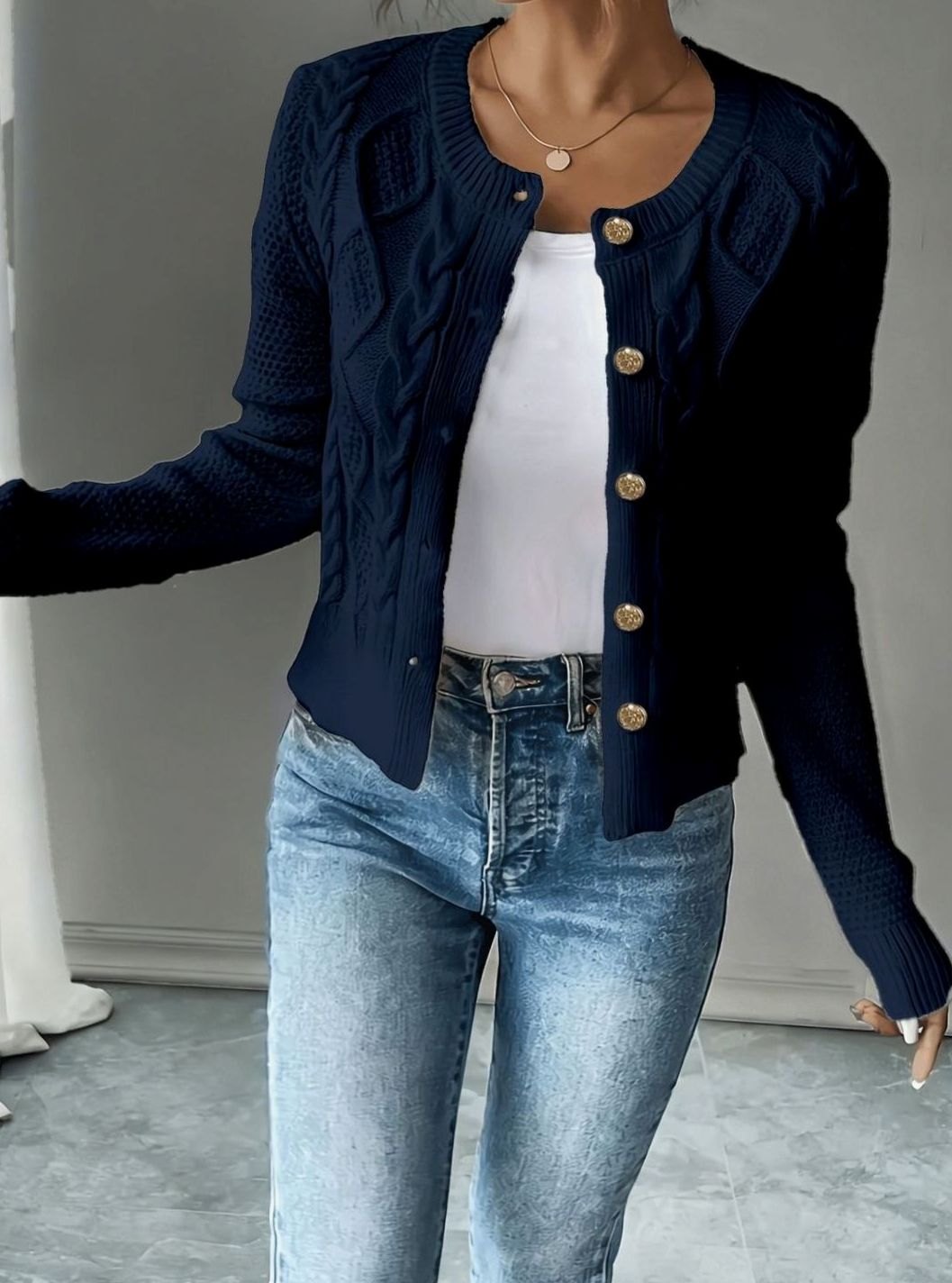 Isabelle - Cardigan Élégant Torsadé Boutonné