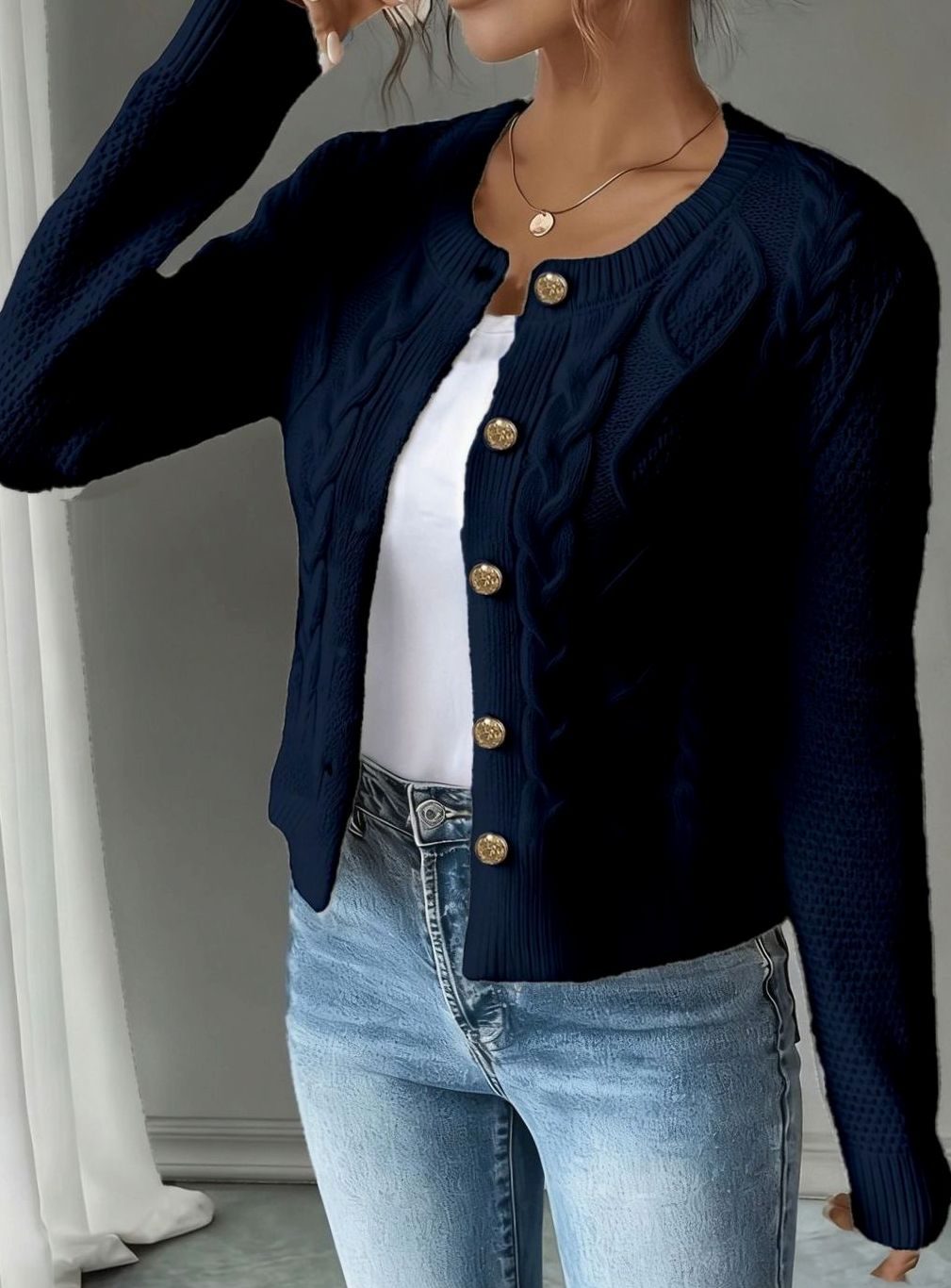 Isabelle - Cardigan Élégant Torsadé Boutonné
