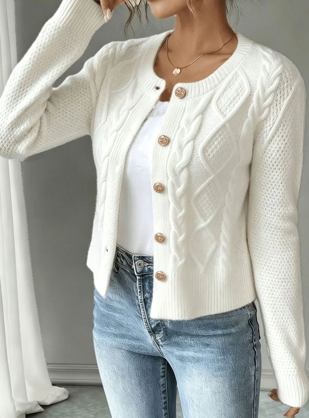 Isabelle - Cardigan Élégant Torsadé Boutonné