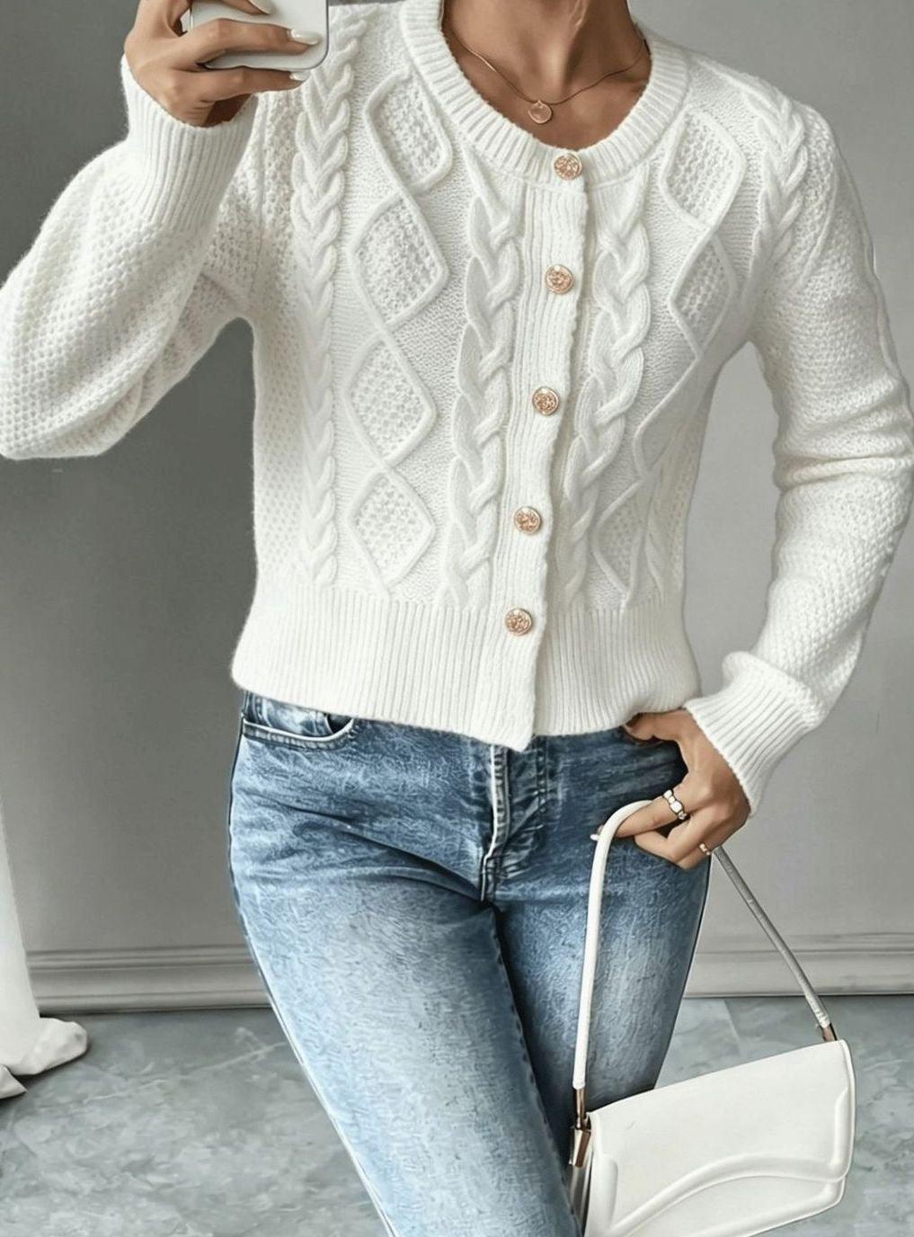 Isabelle - Cardigan Élégant Torsadé Boutonné
