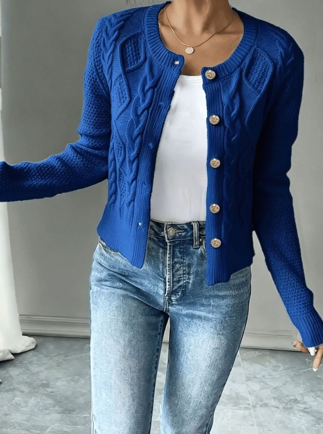 Isabelle - Cardigan Élégant Torsadé Boutonné