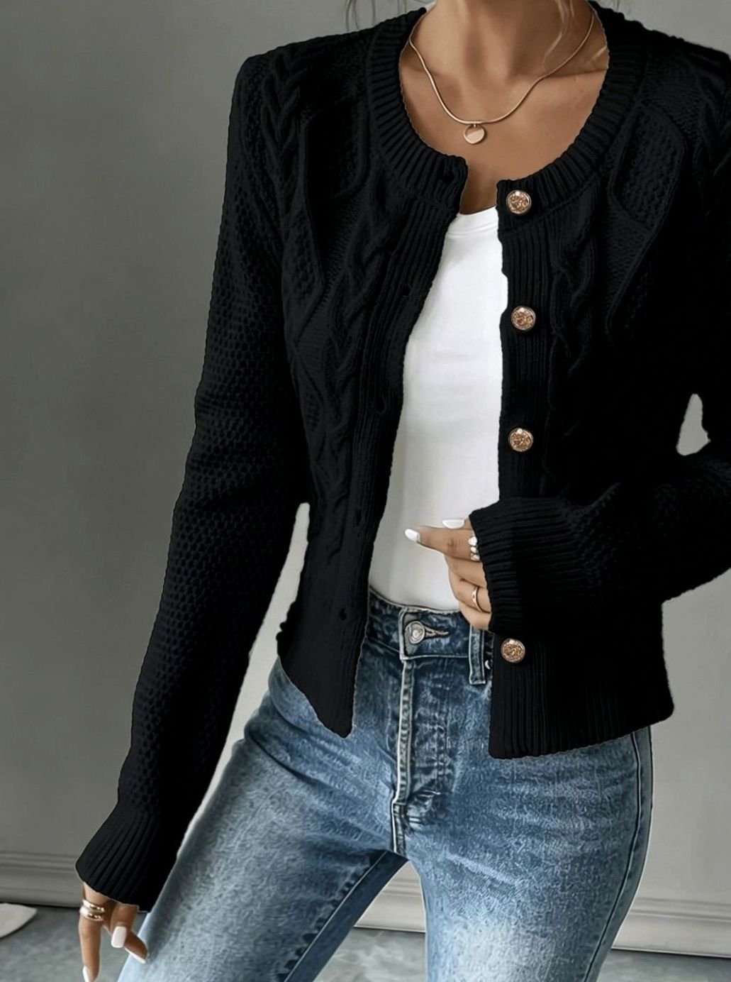 Isabelle - Cardigan Élégant Torsadé Boutonné