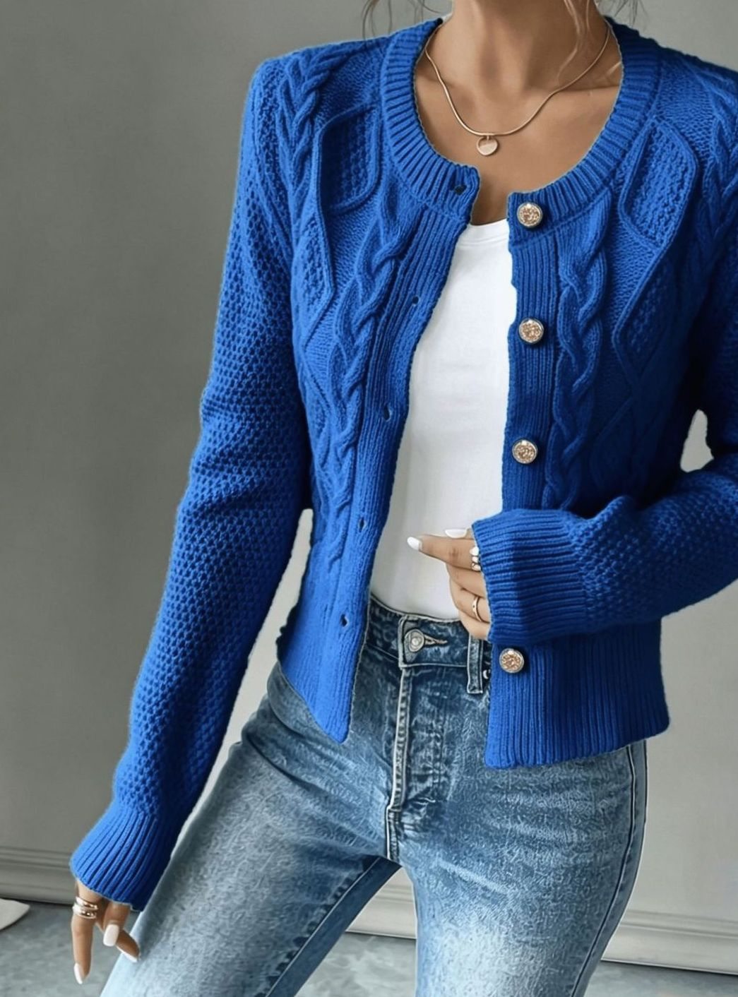 Isabelle - Cardigan Élégant Torsadé Boutonné