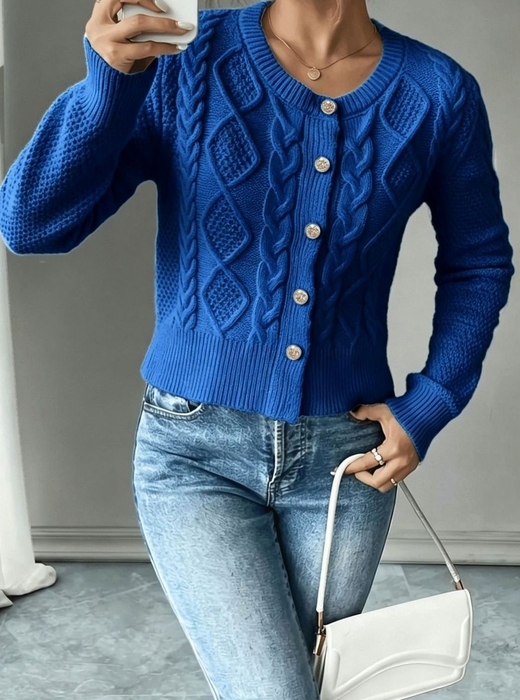 Isabelle - Cardigan Élégant Torsadé Boutonné
