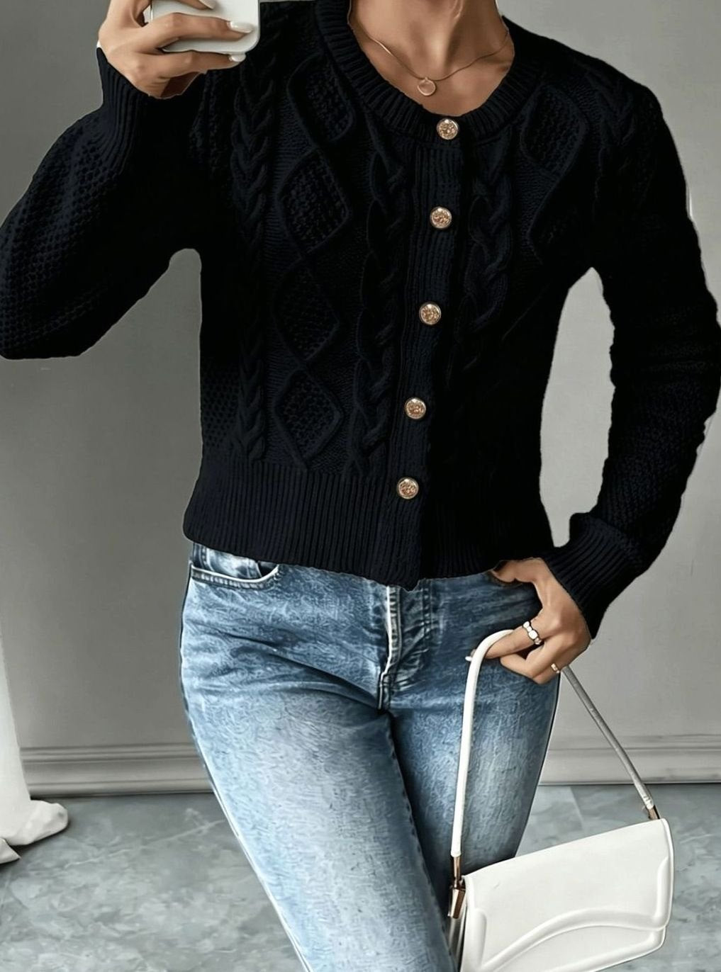 Isabelle - Cardigan Élégant Torsadé Boutonné