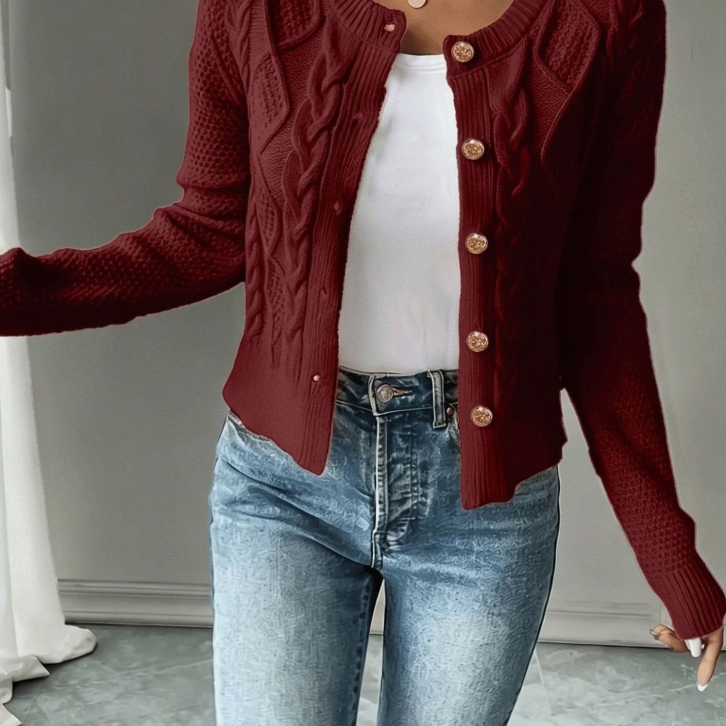 Isabelle - Cardigan Élégant Torsadé Boutonné