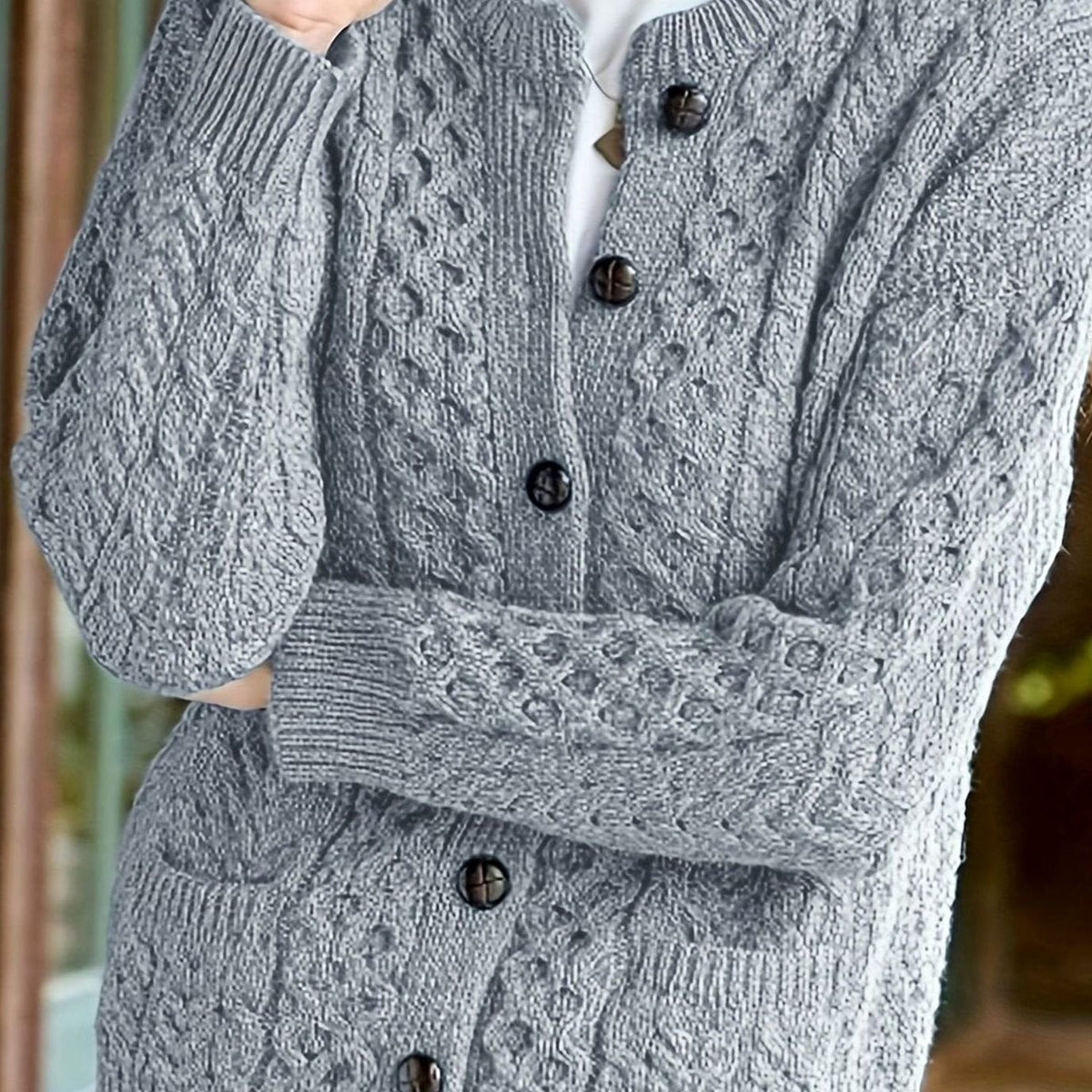 Aurélie - Cardigan Élégant Torsadé à Poches