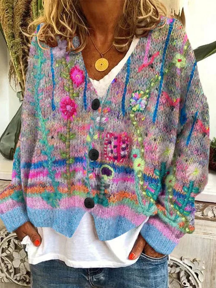 Manon - Cardigan Élégant Fleuri Brodé