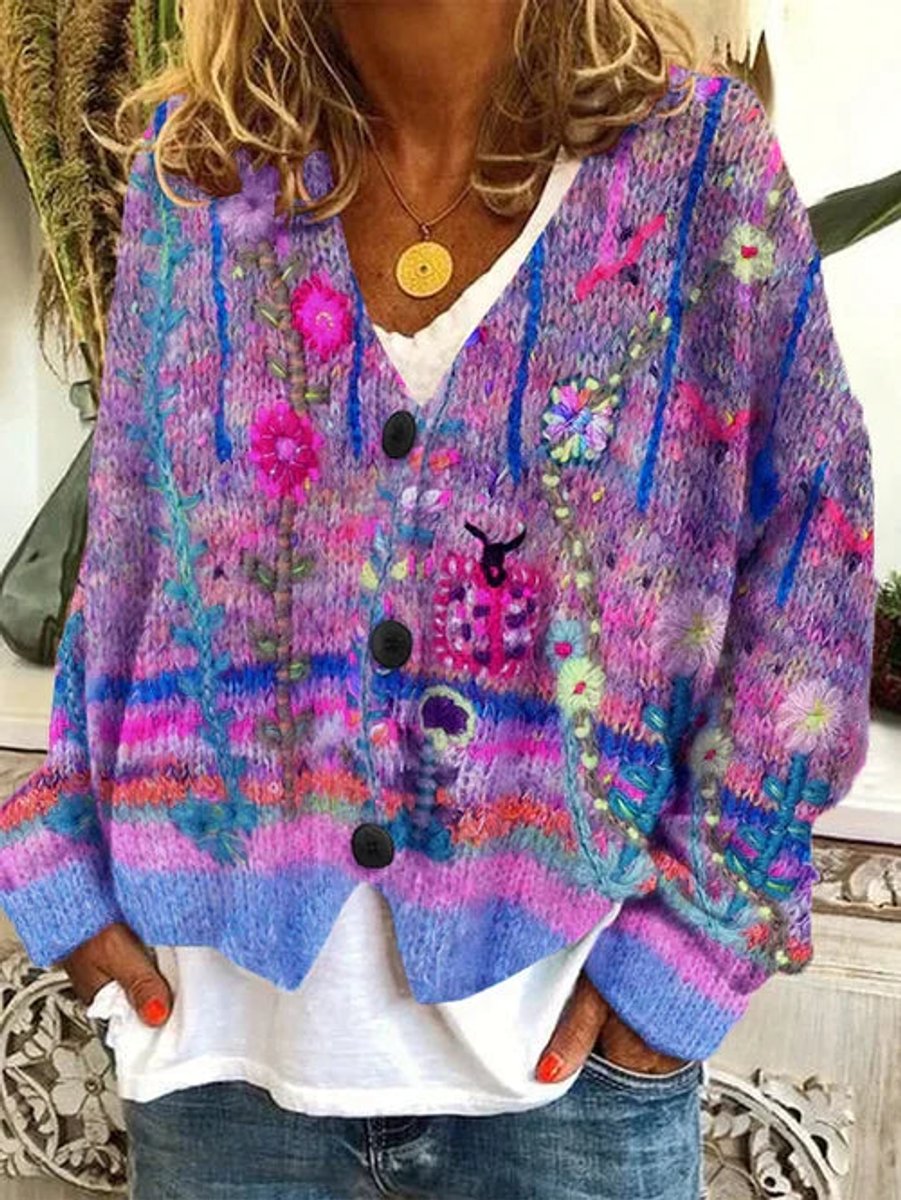 Manon - Cardigan Élégant Fleuri Brodé