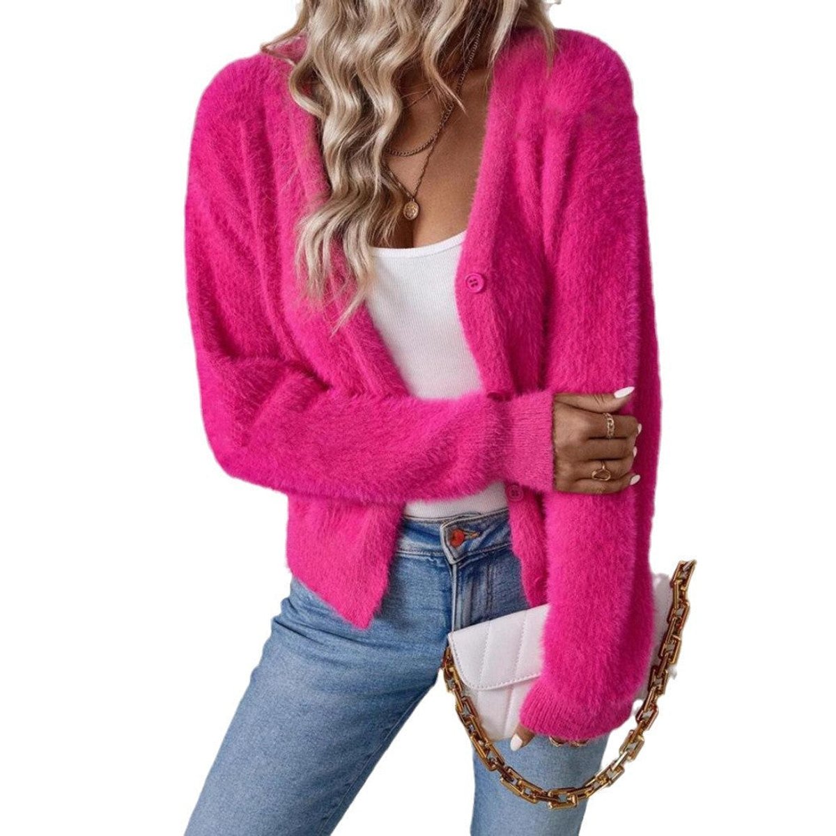 Sylvie - Cardigan Élégant Col V Boutonné