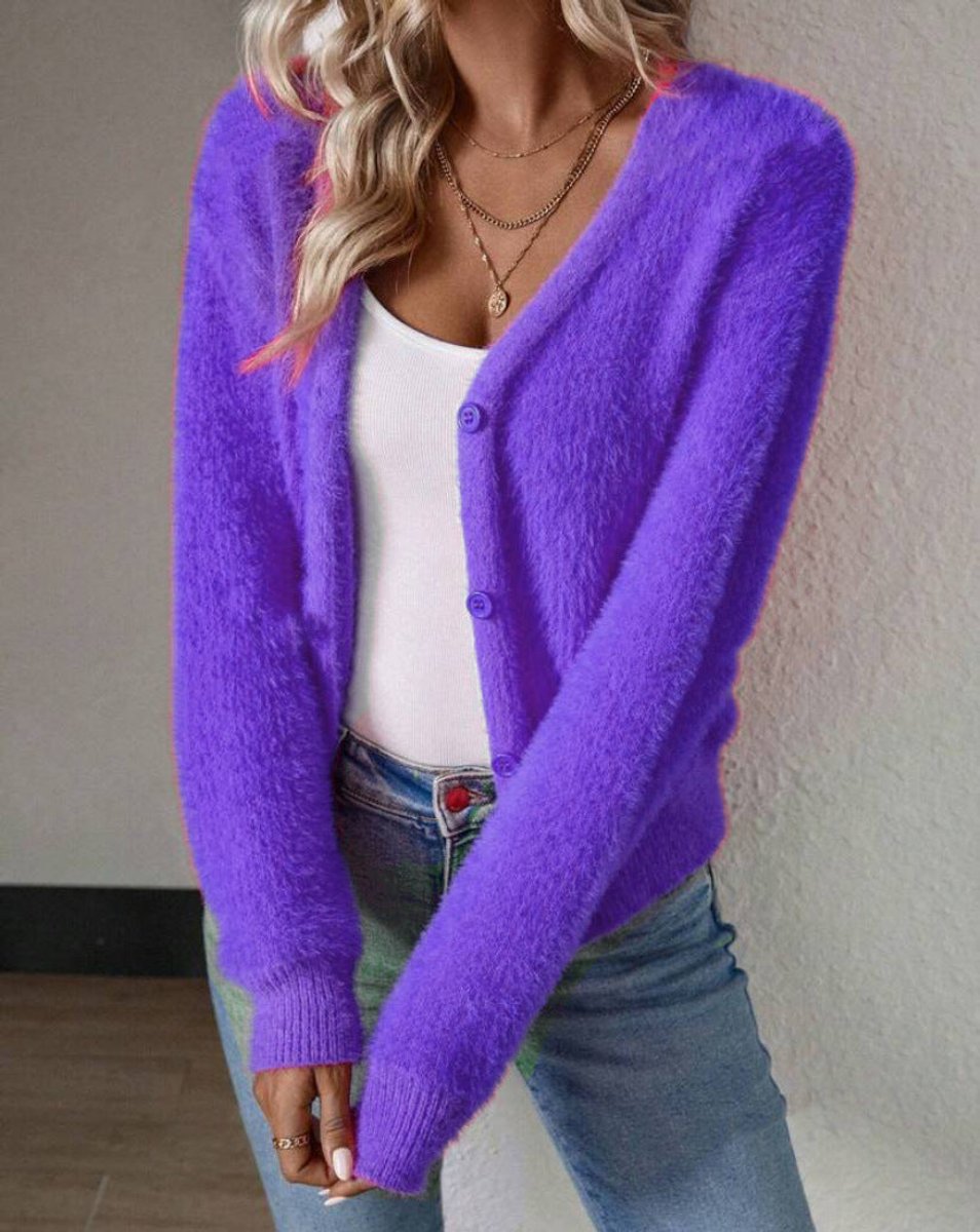 Sylvie - Cardigan Élégant Col V Boutonné