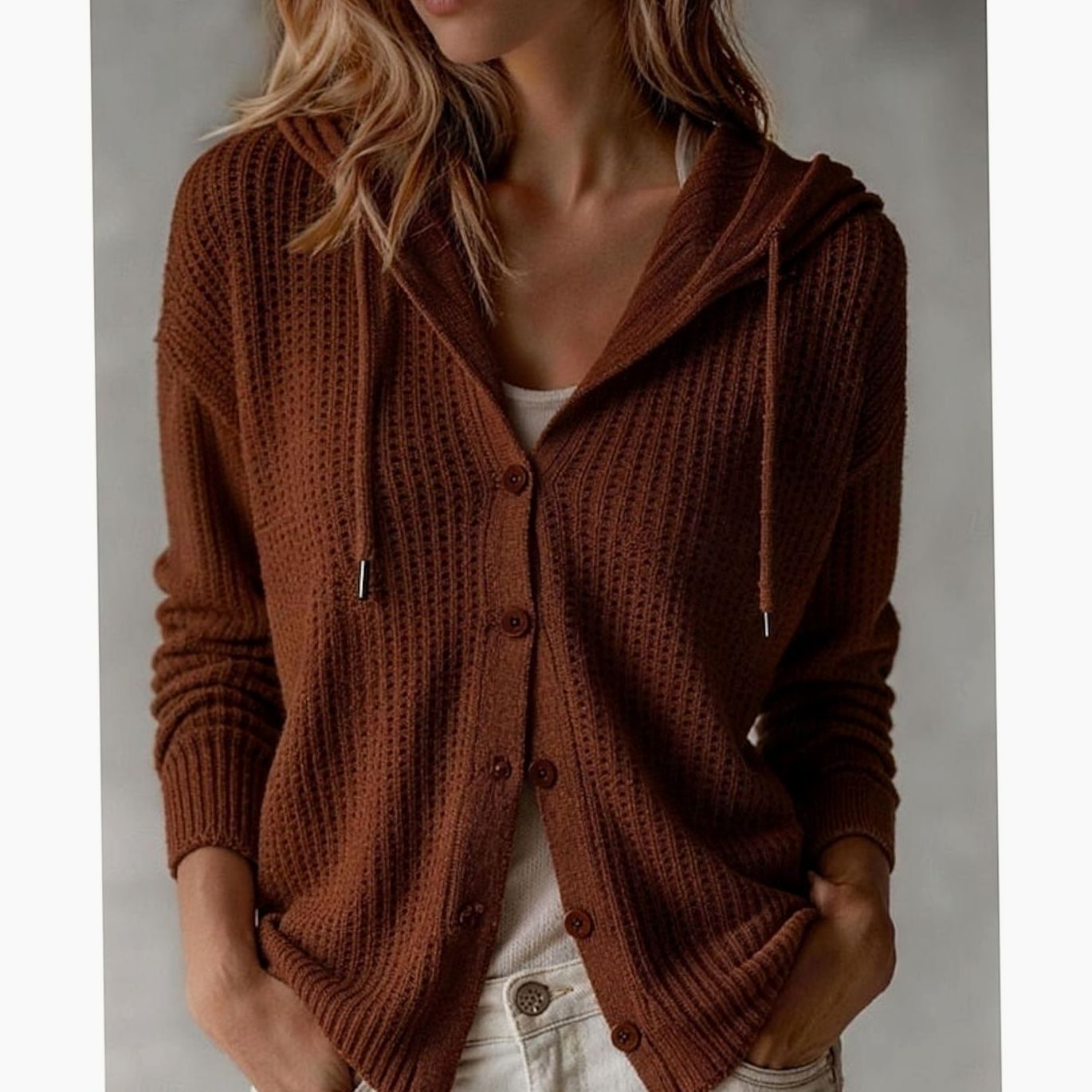 Sylvie - Cardigan Élégant Capuche Boutonné