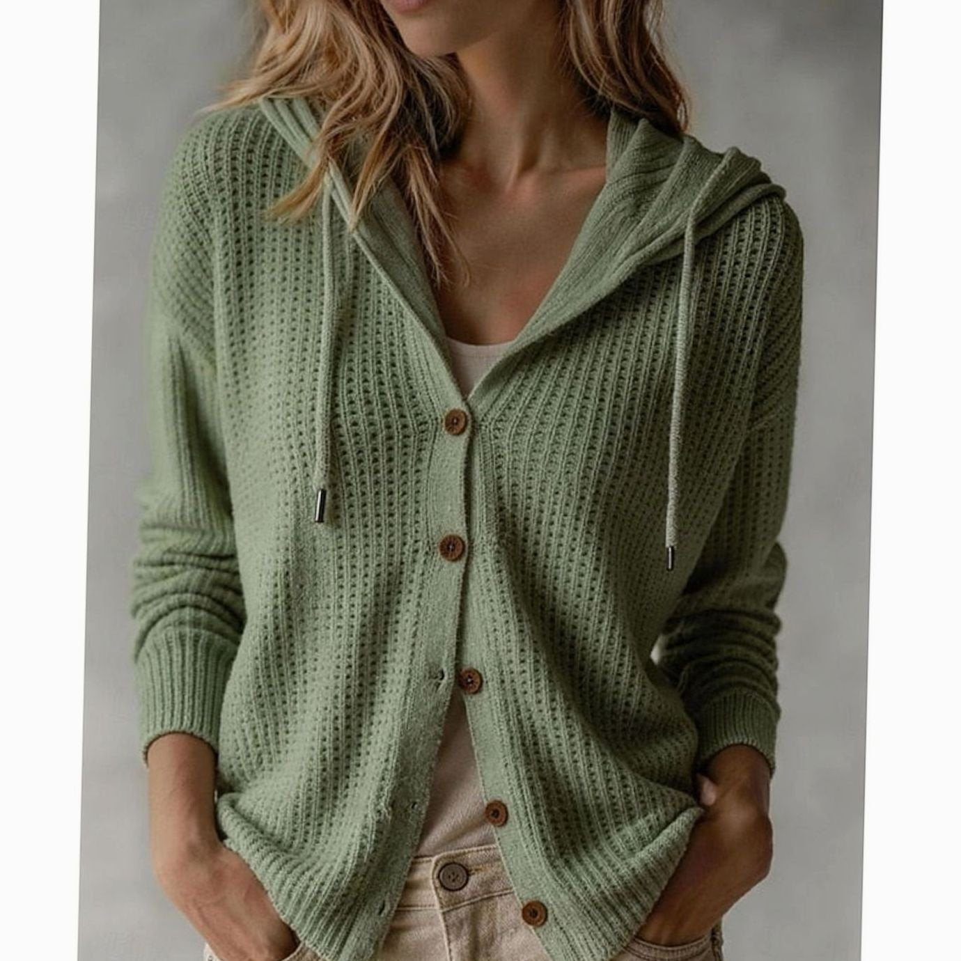 Sylvie - Cardigan Élégant Capuche Boutonné