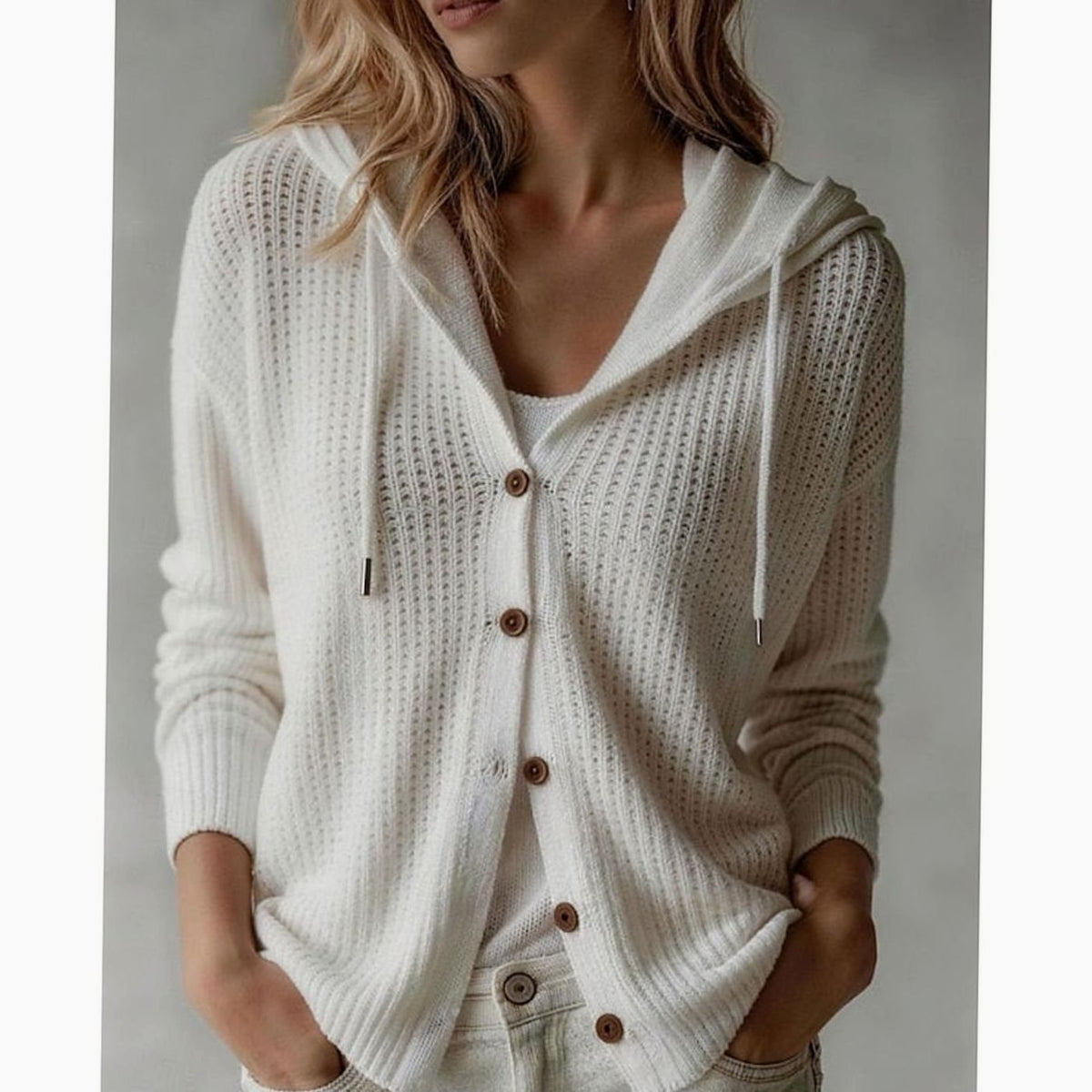 Sylvie - Cardigan Élégant Capuche Boutonné
