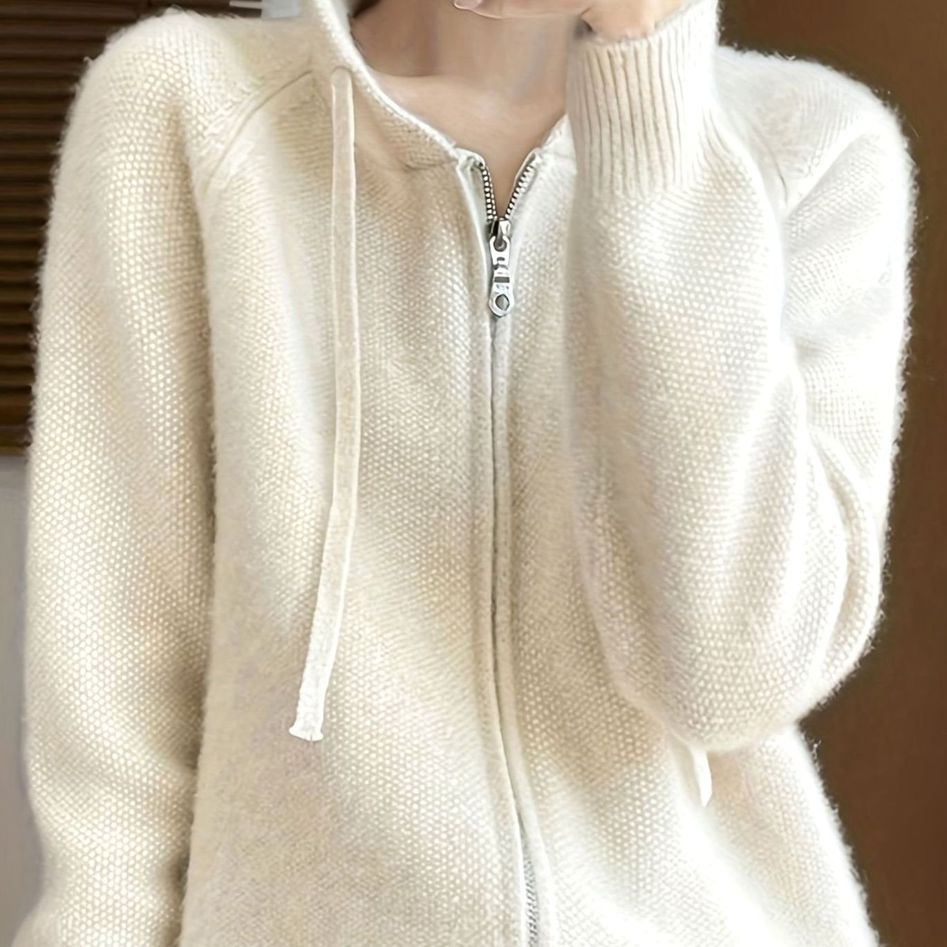 Sandrine - Cardigan Élégant Oversize Zippé à Capuche