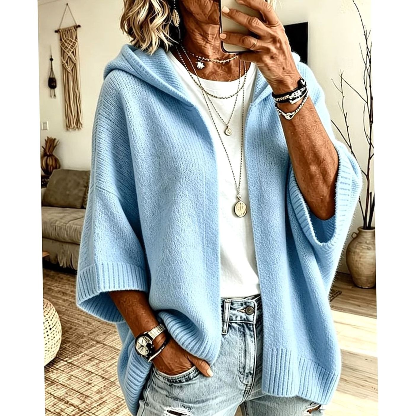 Charlotte - Cardigan Élégant Oversize Capuche