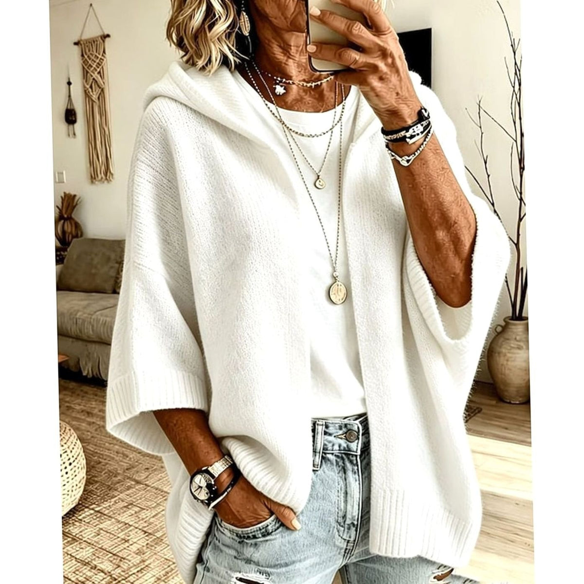 Charlotte - Cardigan Élégant Oversize Capuche