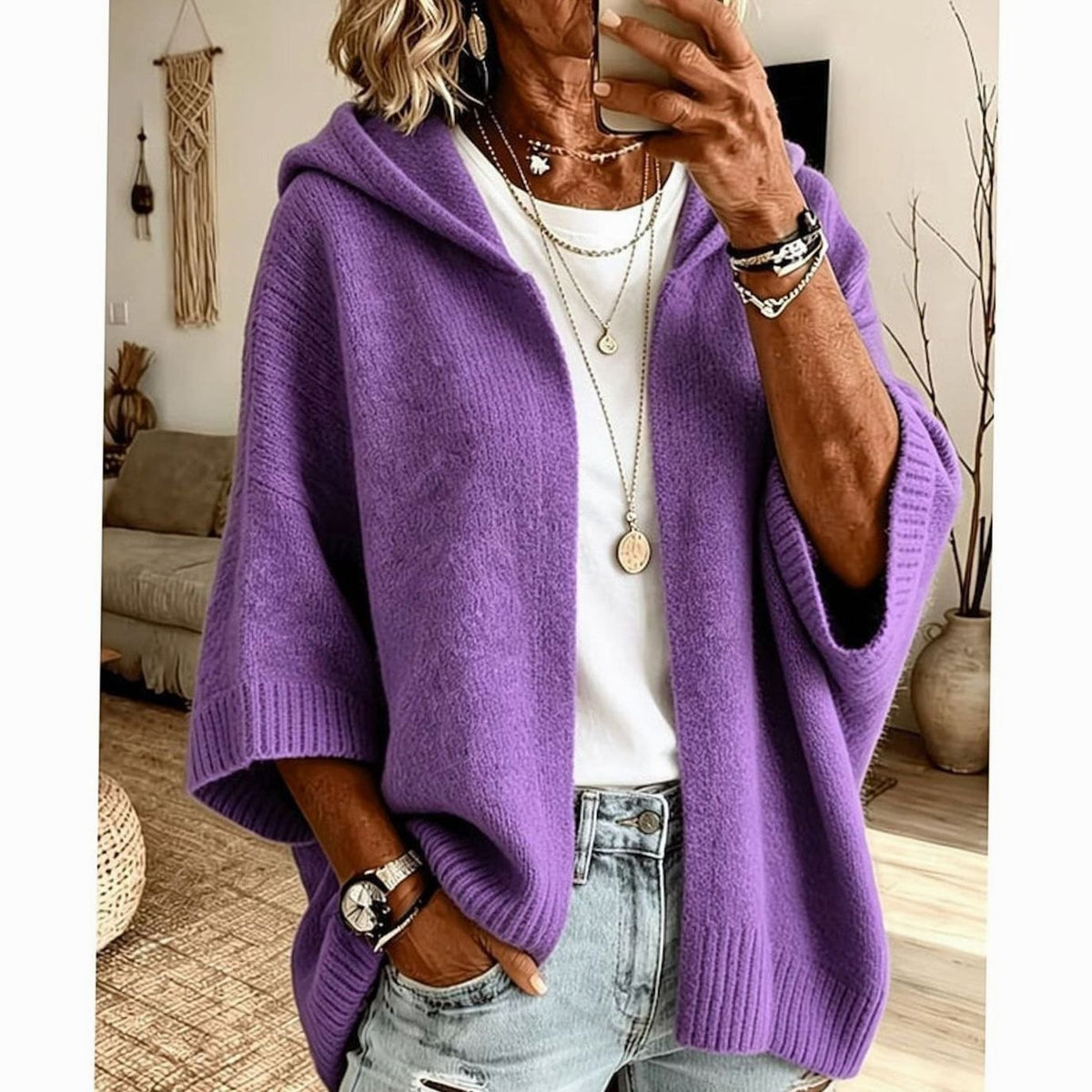 Charlotte - Cardigan Élégant Oversize Capuche