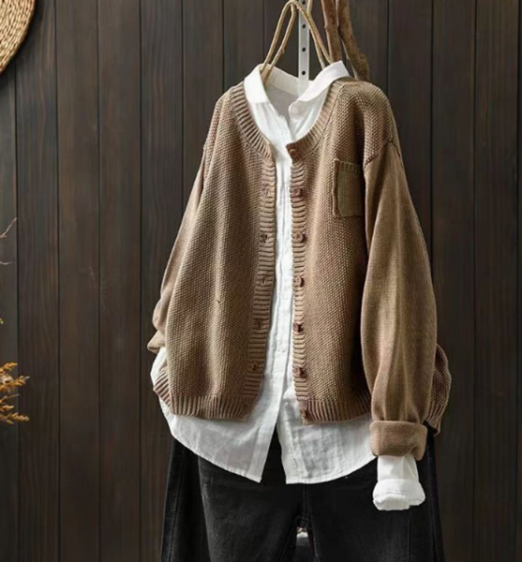 Delphine - Cardigan Élégant Oversize Grosse Maille