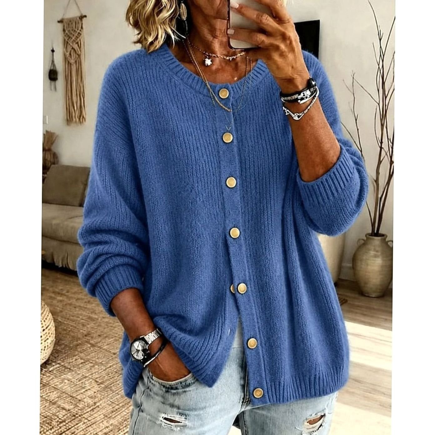 Isabelle - Cardigan Élégant Oversize Boutonné
