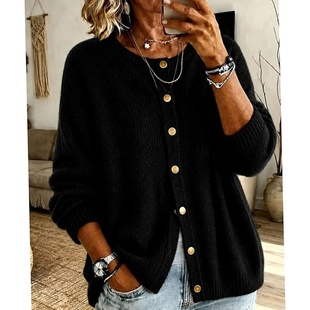 Isabelle - Cardigan Élégant Oversize Boutonné