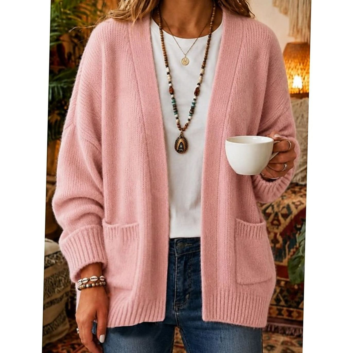 Camille - Cardigan Élégant Oversize à Poches