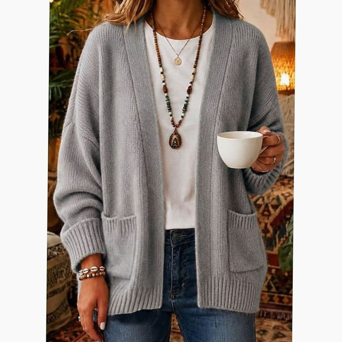 Camille - Cardigan Élégant Oversize à Poches